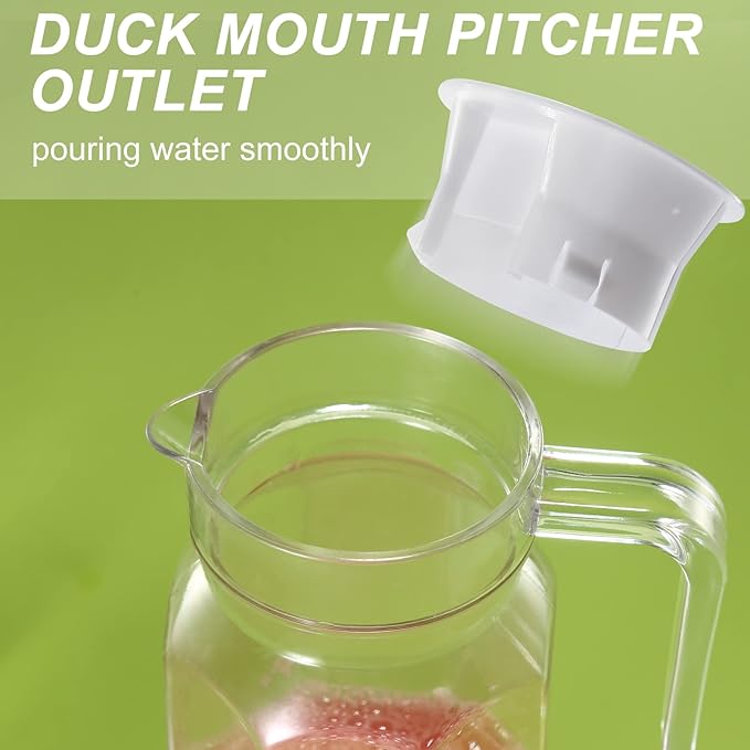 Acrylic Pitcher 37 oz, OEH Unbreakable Clear Plastic Pitcher with Lid, BPA-Free, Heat-Resistant Small Plastic Water Pitcher for Tea, Sangria, Lemonade, Juice, Milk, Octagonal