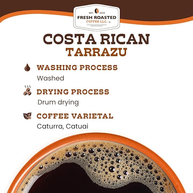 Fresh Roasted Coffee, Costa Rican Tarrazu, 5 lb (80 oz), Medium Roast, Kosher, Ground