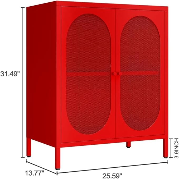 2 Door Accent Cabinet,Metal Storage Cabinet with Adjustable Shelf,Buffet Sideboard for Bed Room,Living Room,Entryway,Hallway,Home,Hotel,Office,Garage,Kitchen,1 Removable Shelf.
