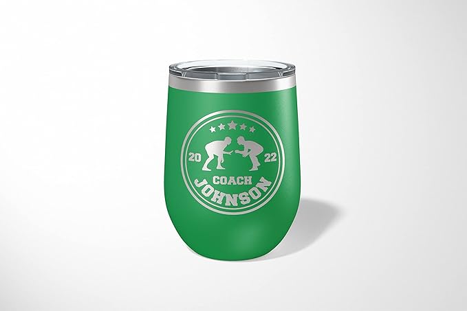 Wrestling Coach gifts, Tumbler, Coach tumbler, Wrestling gifts, Coach Beer glass, Coach gift, Wrestling Coach, Coach gifts, Wrestling Coach (Wrestling Circle, Green, 12oz Wine Tumbler)