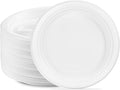 PLASTICPRO 200 PCS White Plastic Round 9 Inch Plastic Plates Premium Quality Light Weight Disposable Plastic Dishes Dinner Plates for Parties Weddings
