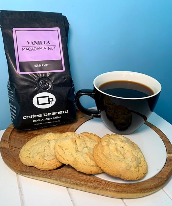 Half Caff Vanilla Macadamia Nut Flavored Coffee | 12oz Whole Bean | 100% Specialty Arabica