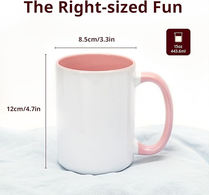 Ceramic 15oz Sublimation Coffee Mug, Pink, Case of 24