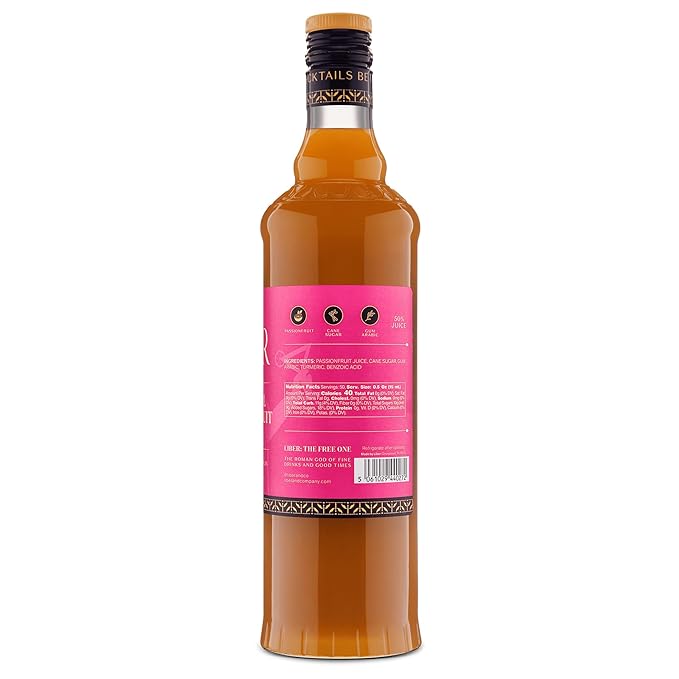 Liber & Co. Tropical Passion Fruit Syrup - Makes 50 Drinks - 50% Passionfruit Juice - Perfect for Craft Cocktails, Hurricanes, Margaritas, Tiki Drinks & Sodas (25.4 oz)