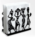 African Female Decorative Black Metal Napkin Holder for Table, 5.3" x 4.9" x 1.9" African Women Standing Napkin Holder for Home Kitchen Restaurant Picnic Party Coffee Bar Dining Room