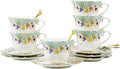 TATSUMI Country Roses 18 Peices Bone China Tea Cup And Saucer Set, English Vintage Tea Cups Of 6 For Women And Tea Party Sets(Dutch Blue, 6 sets)