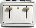 Beautiful 4 Slices Toaster with Touch-Activated Digital Display, Extra Wide Self-Adjusting Slots, Adjustable Shade Control, by Drew Barrymore (White)