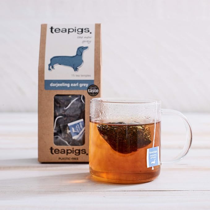 Teapigs Darjeeling Earl Grey Tea Bags Made with Whole Leaves (6 Packs of 15 Tea Bags)