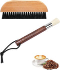 2 Pack Espresso Machine Cleaning Brush, Coffee Brush - Ebony Bristle with Hanging Rope & Walnut Wood Espresso Brush for Espresso Machine, Grinder, Countertop, Compact Coffee Cleaning Tool