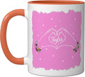 Heart Hands Taylor First Name Girl Vintage 70's 80's Ceramic Mug, Orange/White