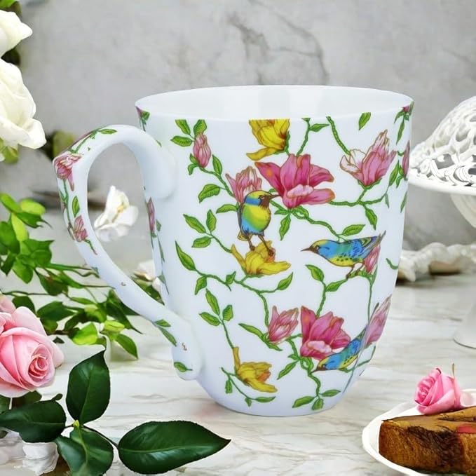 13oz Bone China Floral Mug Bone China Coffee Mugs Bone Teacup Christmas Mugs Birthday Gifts for Women Mom Friends Coworker