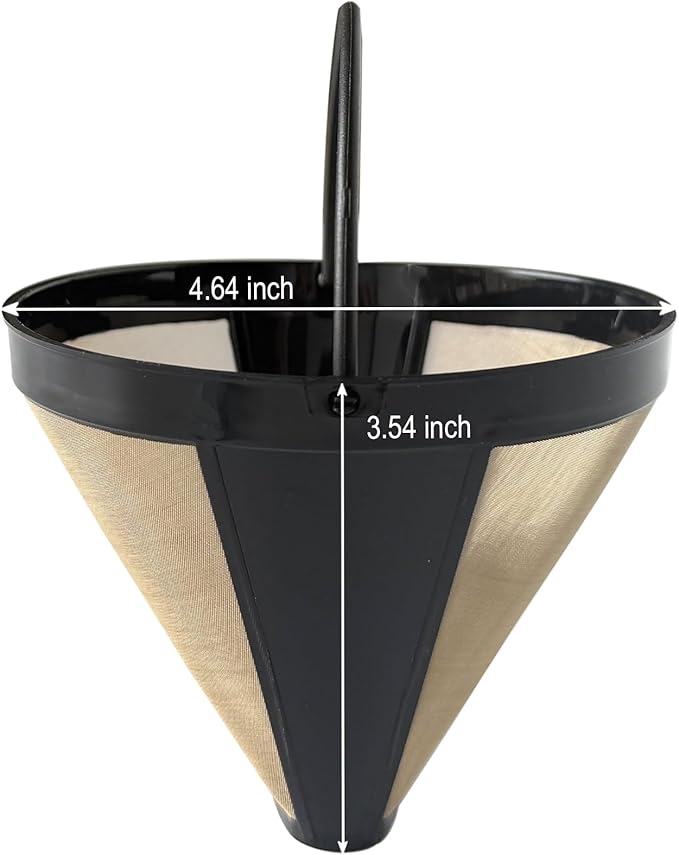 #4 Gold Cone Reusable Permanent Coffee Basket Filter Replacement for Cuisinart Coffee Maker (Pack of 4)
