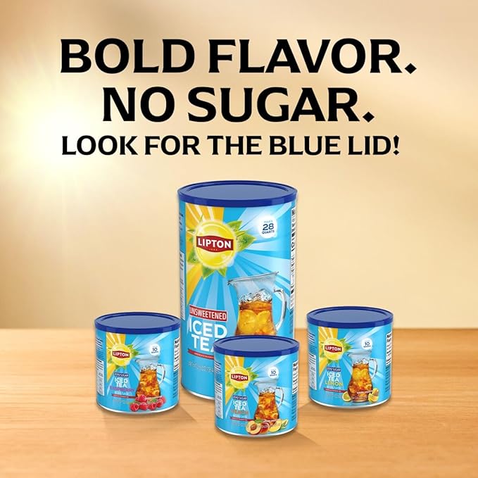 Lipton Zero Sugar Iced Tea Mix, Peach Flavor Black Iced Tea, Makes 10 Quarts (Pack of 2)