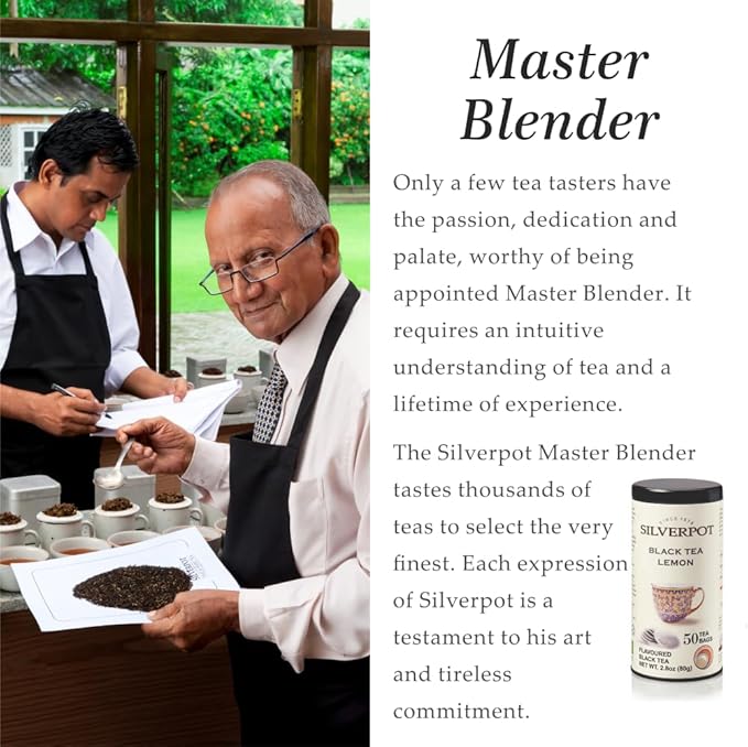 Silverpot Black Tea & Lemon - 50 Round Tea Bags | Farm-Direct | Caffeinated, Refreshing Citrus | Reusable Tin