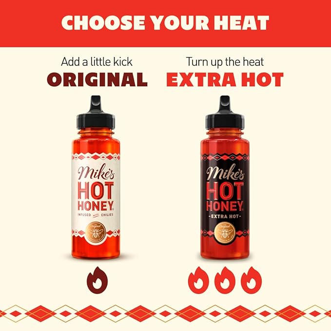 Mike's Hot Honey, Extra Hot, America's #1 Brand of Hot Honey, Spicy Honey Infused with Chili Peppers, Gluten-Free, Paleo-Friendly, Sweet Heat, Perfect for Hot Sauce Lovers (24oz Chef's Bottle, 1 Pack)