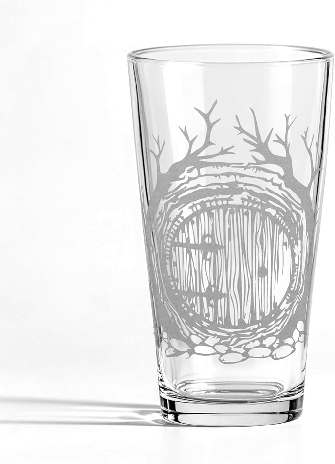 HOBBITON HOLE Engraved 16oz Pint Glass | Inspired by Tolkien Power Ring and Middle Earth | Great Christmas Gift Idea | Unique Elvish Fantasy Wizard Fantasy Decor!