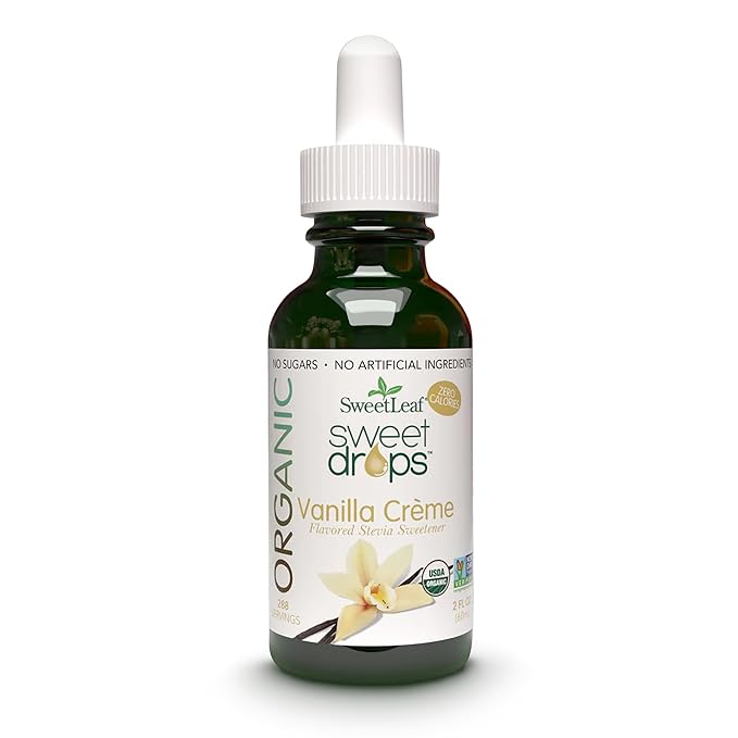 SweetLeaf Organic Sweet Drops - Flavored Stevia Liquid Sweetener, Stevia Extract, Zero Calorie, Keto Friendly, Non GMO, Natural Flavor, Sugar Alternative - Vanilla Creme, 2 Fl Oz (Pack of 1)