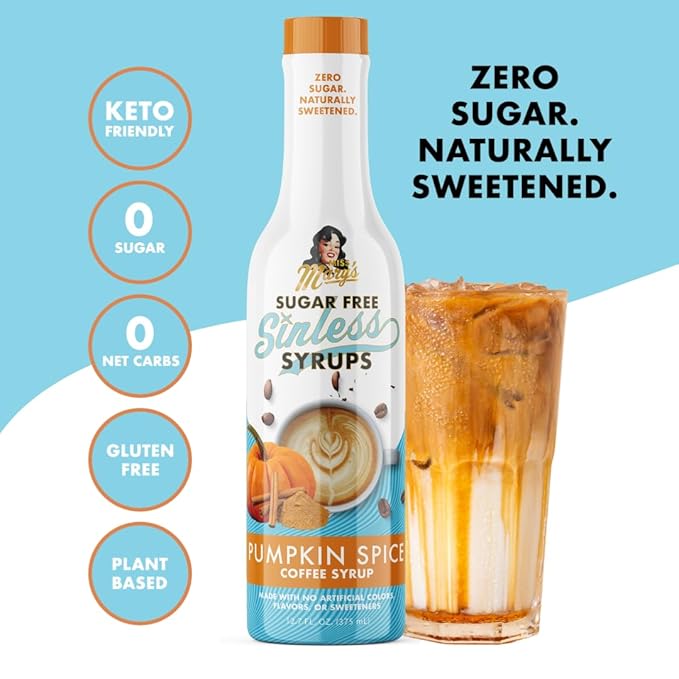 Sugar Free 3pk Pumpkin Spice Coffee Syrup - Stevia Based, No Sugar Alcohols or Sucralose, No Artificial Sweeteners, Natural Ingredients, Coffee Tea Cocoa Dessert, Keto Friendly, 3 Pack