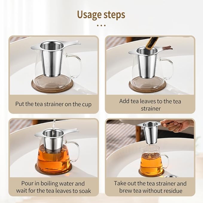 2PCS Tea Infuser for Loose Leaf Tea, BOMANSIN BOMS Loose Leaf Tea Steeper Strainer with Double Handles, Extra Fine Mesh Ball Infusers, Diffuser Holder Filter for Mugs, Tea Strainers for Loose Tea