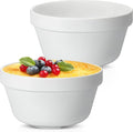 2 Pieces Ceramic 1.6qt Pudding Basins White 8 Inch Christmas Pudding Mold Bowls for Steaming Ovenproof Durable and Sturdy Porcelain Steamed Plum Puddings Bowl Basin, Easy to Clean