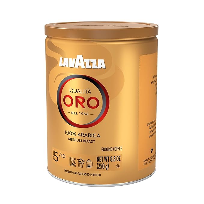 Lavazza Qualità Oro Ground Coffee, Medium Roast, 100% Arabica, 8.8 oz Tin (Pack of 6)