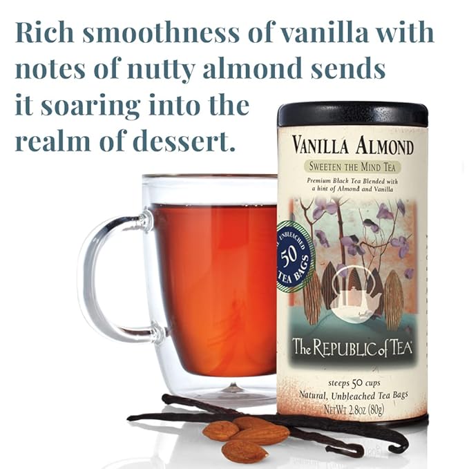 The Republic of Tea — Vanilla Almond Black Tea Bulk, 250 Bulk Tea Bags, Naturally Caffeinated