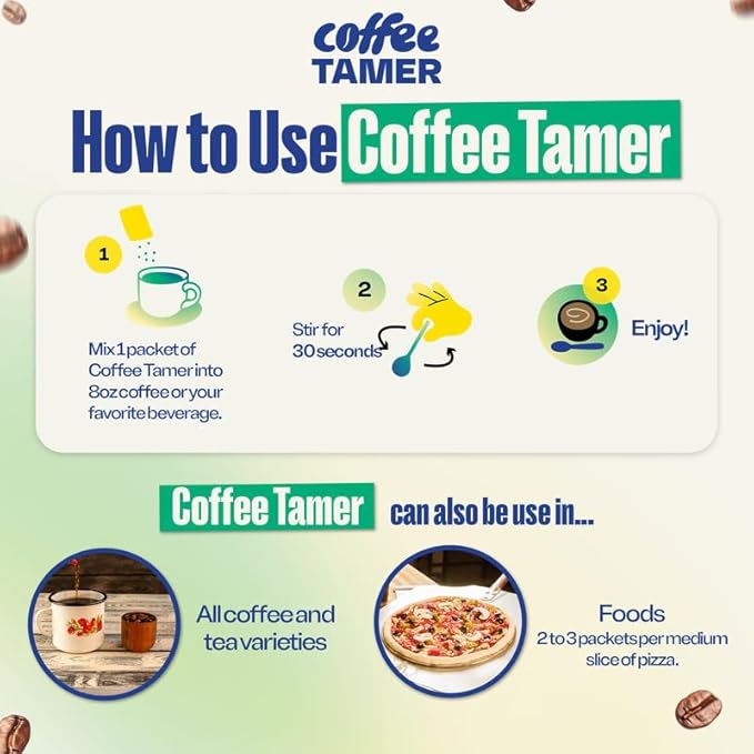 Coffee Tamer Acid Reducer – 50 Packets – Transforms Regular Coffee to Low Acid – All-Natural Minerals – Reduces Acidity by 90% – Keto Friendly, Sugar Free, Non-GMO