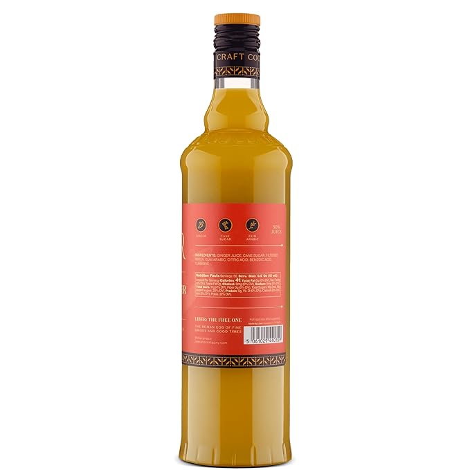 Liber & Co. Fiery Ginger Syrup - Made with 50% Organic Peruvian Ginger Juice - Perfect for Moscow Mules, Dark 'N Stormies, Sodas - Makes 50 Drinks (25.4 oz)
