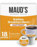 Maud's Breakfast Blend Coffee Pods, 18 ct, Light Roast Coffee in Recyclable Single Serve Pods – 100% Arabica Beans, Compatible with Keurig K Cups Maker