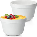 2 Pieces Ceramic 0.65 Qt Pudding Basins White 5.5 Inch Christmas Pudding Mold Bowls for Steaming Ovenproof Durable and Sturdy Porcelain Steamed Plum Puddings Bowl Basin, Easy to Clean