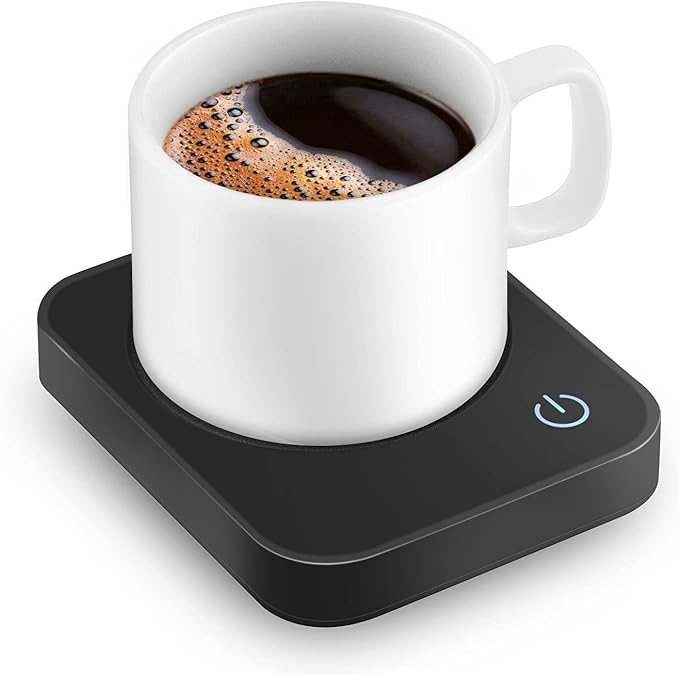 VOBAGA Coffee Mug Warmer for Desk with Auto Shut Off & 3-Temp Settings, Coffee Cup Warmer with Smart Safety Alert Home Office Accessory, Perfect for Coffee, Tea, Milk (Mug for Display)