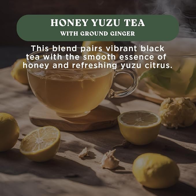 The Harmony Honey Yuzu (20 Sticks) Premium Black Tea, with Ground Ginger, Rich in Antioxidants, Vitamin C & L-Theanine, Sweetened with Real Honey, Enjoy Hot or Cold