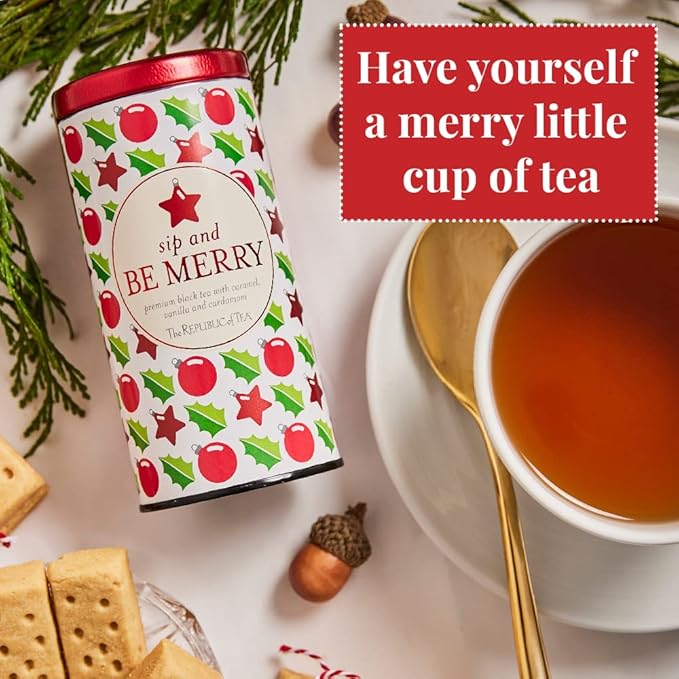 The Republic of Tea — Sip and Be Merry, Holiday Gift Tea, 50 Tea Bags, Naturally Caffeinated