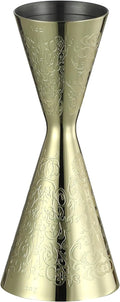 Double Cocktail Jigger Slim Style Measuring Jigger with Etched Pattern (Gold Plated Spirit)