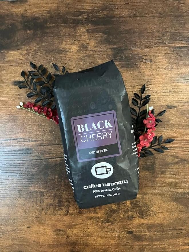 Coffee Beanery Black Cherry Flavored Coffee | 100% Specialty Arabica Coffee | 12oz bag (Very Fine), 1 (12oz Bag) - Light-Medium Roast