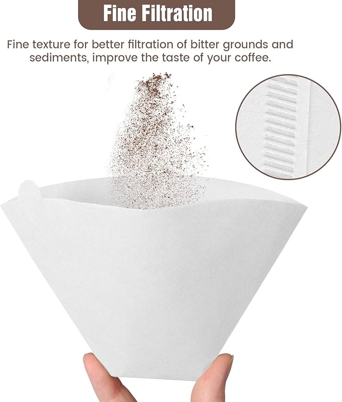 200 Count Cone Coffee Filters #4, White Size 04 Coffee Filters 8-12 Cup, Disposable Natural Paper Filters, No.4 Cone Filters For Ninja, Pour Over and Drip Coffee Maker