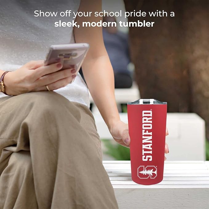 Campus Colors NCAA Stainless Steel Tumbler perfect for Gameday - 18 oz - Double Walled - Keeps Drinks Perfectly Insulated (Stanford Cardinal - Cardinal)