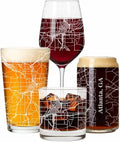 Blue Ridge Mountain Gifts - Atlanta Souvenir - Georgia Glassware Gift, Etched City Map, Laser Engraved and Dishwasher Safe