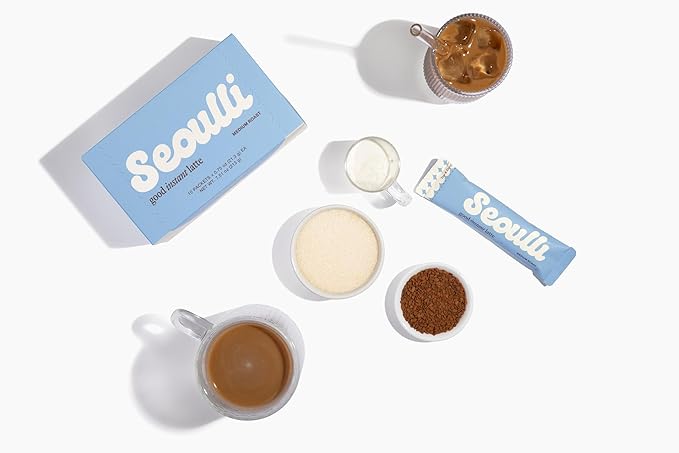 Seoulli Korean Instant Latte – Premium 3-in-1 Coffee Sticks with Arabica Beans, Real Milk-Based Creamer & Organic Brown Sugar – Smooth Medium Roast – 80mg Caffeine in each packet, Café-Style Instant Coffee Packets, 10 Packet