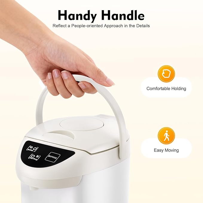 4L Electric Kettle, 135OZ Hot Water Urn Pot Dispenser Electric Tea Coffee Kettle with 3 Water Dispensing Modes, 750W Stainless Steel Boiler Warmer for Home Kitchen (White)