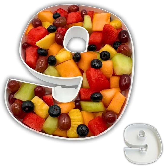 Hard Plastic Reusable Fillable Letters Numbers Serving Trays for Party Decoration (9, White)