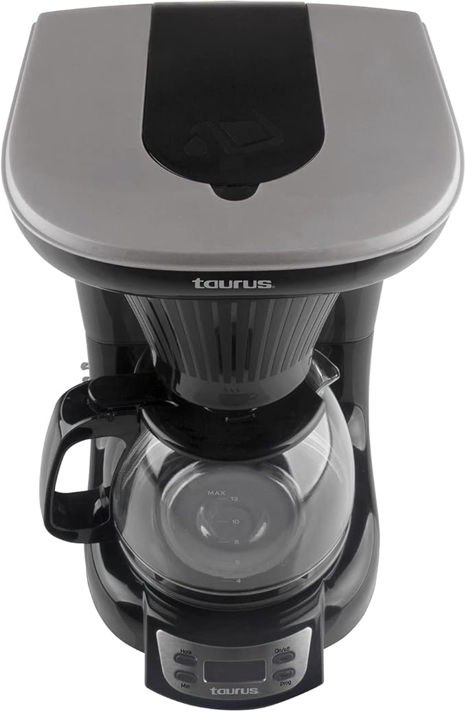 Taurus| Velvet Digital| Programmable Digital Coffee Maker for 24 Hours with Permanent Filter| (700 Watts)| Glass|Black