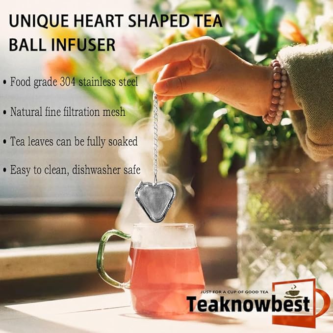 Cute cat Tea infuser, 2pcs loose tea strainer, Heart shaped tea ball + animal pendant, reusable tea steeper makes afternoon tea meaningful (Big eyed Cat, 2PCS)