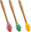 Silicone Honey Dipper Sticks, 3PCS Spiral Design Non-Drip Honey Spoon with Jar Stirring Rod, Food-Grade BPA Free Dispenser for Syrup, Jam & Beverages