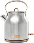 Haden Heritage 1.7 Liter Stainless Steel Electric Kettle, Hot Water Kettle with 360-Degree Base and Auto Shutoff, Steel & Copper