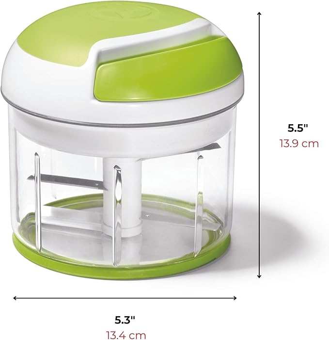 Starfrit Pull Chopper - Multi Purpose Manual Food Processor - Three Blade System for a Faster Cut - From Large Chunks to Purée - Self-Retracting Cord - Fruits, Vegetables, Meats and Crushes Ice