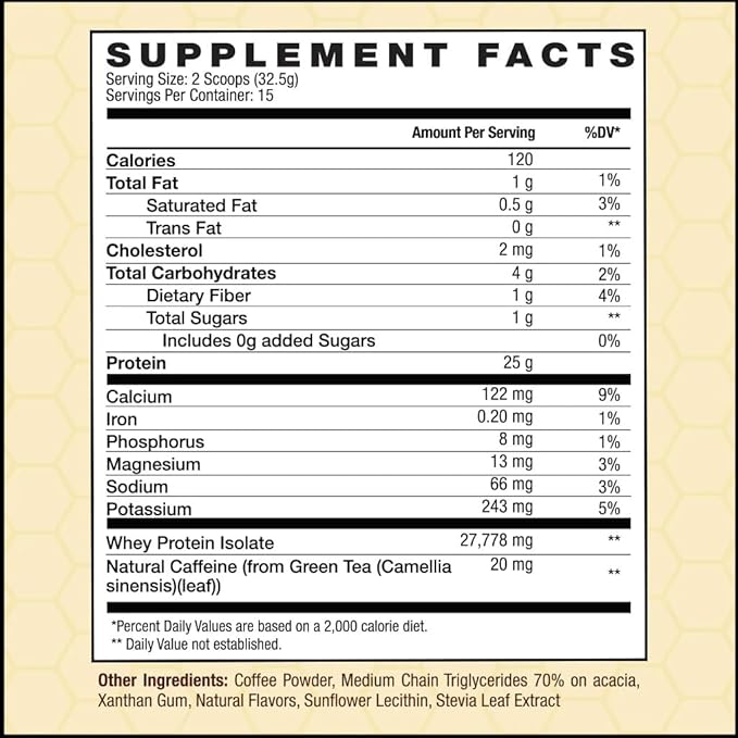 High Protein Coffee Powder 25 Grams Whey Isolate100mg Natural Green Tea Caffeine | 0 Added Sugar Keto Gluten Free 99.9% Lactose Free | Hot or Iced15 Serving 15 Servings (17 OZ, French Vanilla)