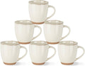 AmorArc 12oz Ceramic Coffee Mugs set of 6, Stylish Coffee Mugs with Rustic Terracotta Underside for Latte/Cappuccino/Milk/Cocoa, Dishwasher&Microwave Safe, Light Beige