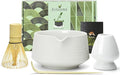 Artcome Matcha Tool Set - Complete Kit with Matcha Bowl with Spout, Bamboo Whisk, Tea Scoop & Whisk Holder, Porcelain White