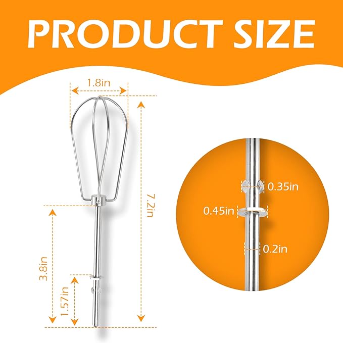 Hand Mixer Beaters for Kitchenaid W10490648 Beaters Attachments Replace for KitchenAid Hand Mixer KHM2B, AP5644233-2 Pack